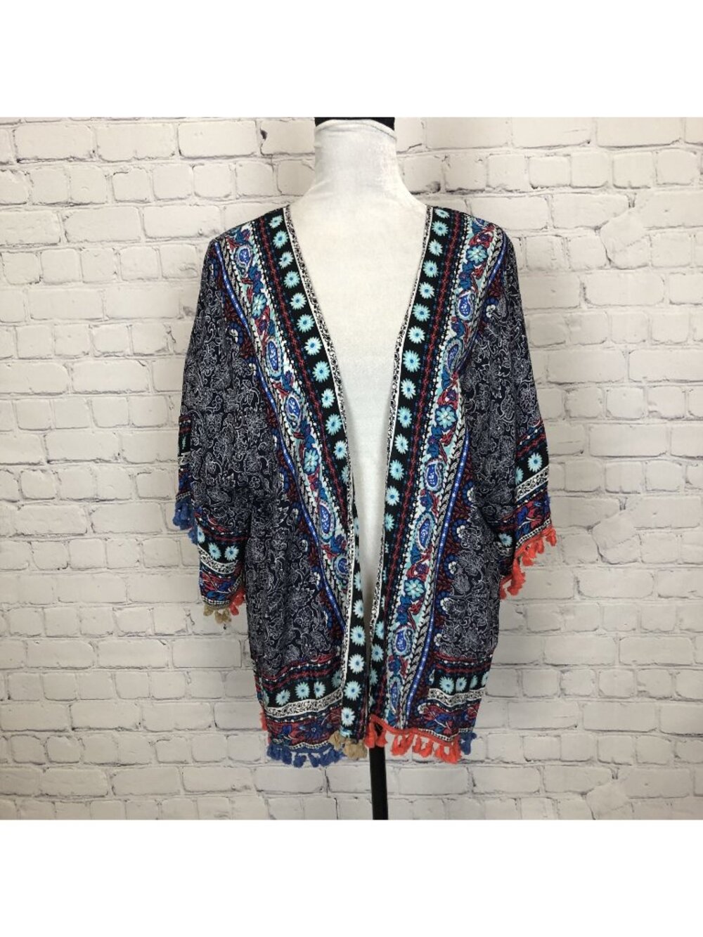 NWT Umgee Navy Print Kimono Size S/M
